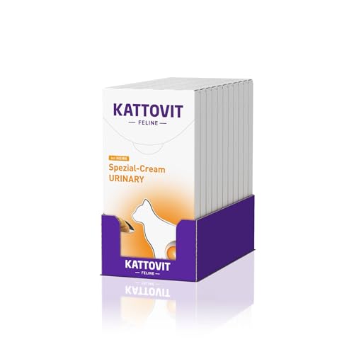 KATTOVIT - Urinary-Cream für Katzen | Katzen-Diätsnack angereichert durch Calciumsulfat, magnesiumreduziert. Für ausgewachsene Katzen | Snack für Katzen mit praktischer Portionierung | 11x6x von Kattovit