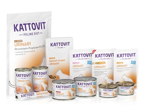 KATTOVIT - Urinary Probierpaket Medium für ausgewachsene Katzen mit Harnwegserkrankungen | Trockenfutter & Nassfutter, Cat Cream und Drink als Snack speziell für Katzen mit Struvitsteinen von Kattovit