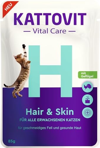 KATTOVIT Vital Care Anti Hairball Lachs | 24x85g | Nassfutter in Sauce für Katzen | von Kattovit