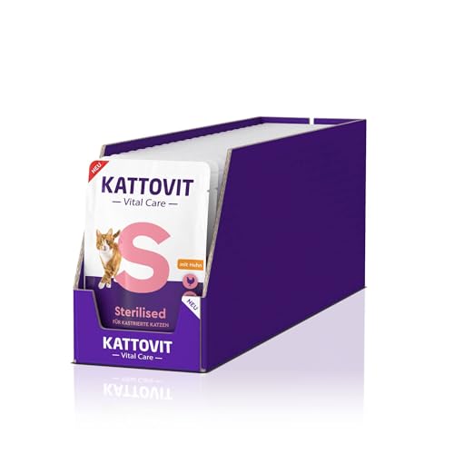 KATTOVIT Vital Care Sterilised Huhn | 24x85g |Nassfutter in Sauce für Katzen | von Kattovit