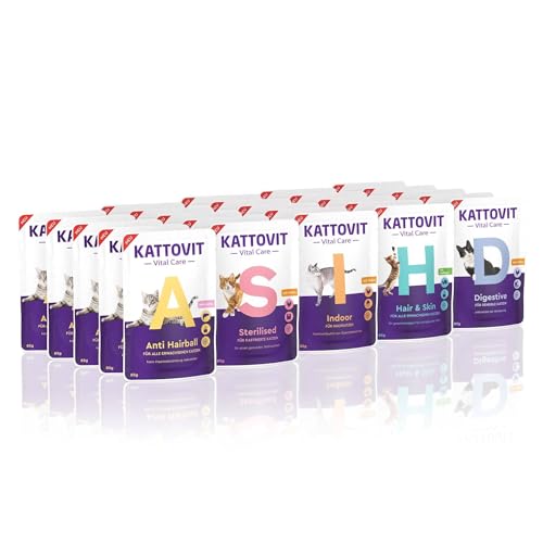 KATTOVIT - Vital Care Wellnessbox Nassfutter für Katzen | Katzen-Nassfutter im Frischebeutel mit Gesundheitsplus | Alleinfuttermittel für ausgewachsene Katzen | 25 x 85 g von Kattovit