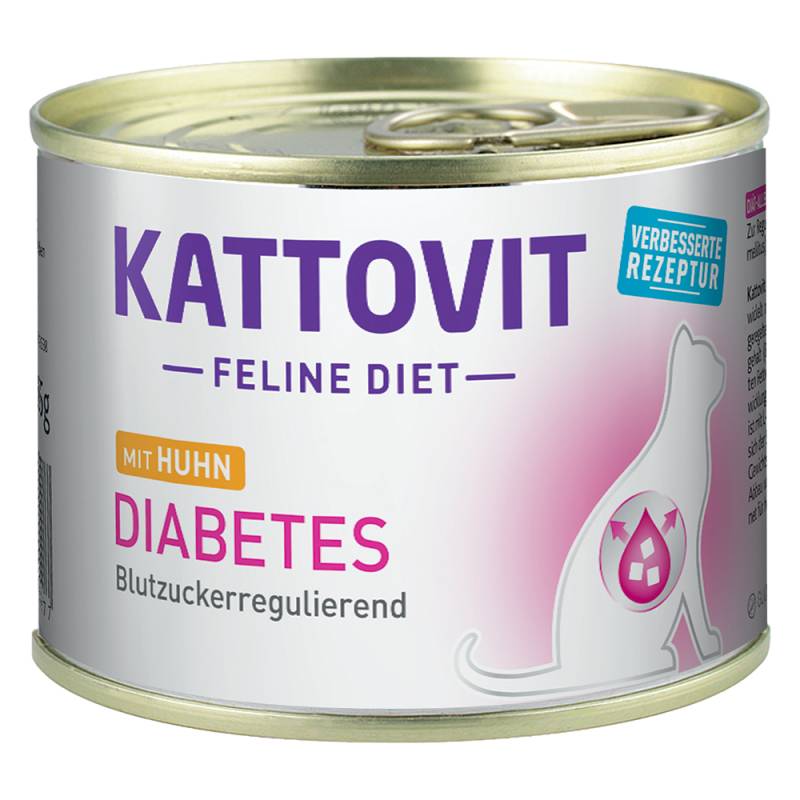 Kattovit Diabetes / Gewicht 185 g - Sparpaket: Huhn (24 x 185 g) von Kattovit