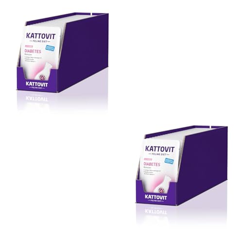 Kattovit Feline Diet Diabetes – mit Lachs | Doppelpack | 2 x 24 x 85 g | Spezialfutter für Katzen | Zur Unterstützung der Glucoseversorgung | Hoher Rohfasergehalt Kattovit Feline Diet Diabetes – mit Lachs | Doppelpack | 2 x 24 x 85 g | Spezialfutter für Katzen | Zur Unterstützung der Glucoseversorgung | Hoher Rohfasergehalt von Kattovit
