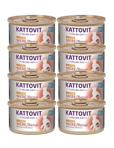 Kattovit Feline Diet Niere/Renal | Lamm & Huhn 8X 85g - einzeln oder im Bundle | für Katzen - zur Unterstützung der Nierenfunktion bei chronischer Niereninsuffizienz (85g, Huhn) von Kattovit
