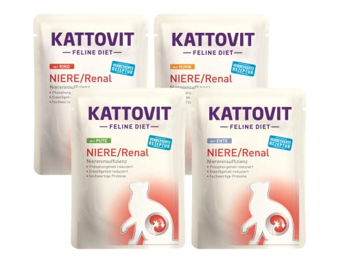Kattovit Feline Diet Niere/Renal Nassfutter 20 x 85g Bundle | Diätfutter für Katzen bei Niereninsuffizienz | 4 Sorten Rind, Huhn, Pute & Ente | Spezialnahrung bei Nierenschwäche Kattovit Feline Diet Niere/Renal Nassfutter 20 x 85g Bundle | Diätfutter für Katzen bei Niereninsuffizienz | 4 Sorten Rind, Huhn, Pute & Ente | Spezialnahrung bei Nierenschwäche von Kattovit