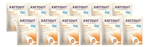 Kattovit Feline Diet Urinary Huhn | 12 x 85g Nassfutter | Diätfutter für ausgewachsene Katzen mit Harnwegserkrankungen | zarte Stückchen in Sauce | C-Rezeptur von Kattovit