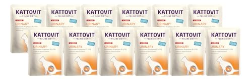 Kattovit Feline Diet Urinary Kalb | 12 x 85g Nassfutter | Diätfutter für ausgewachsene Katzen mit Harnwegserkrankungen | zarte Stückchen in Sauce | C-Rezeptur von Kattovit