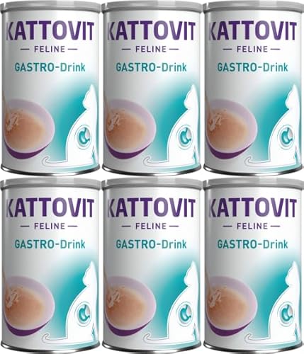 Kattovit Feline Gastro Drink 6 x 135ml | mit erhöhten Elektrolytgehalt und feinsten Fleischstückchen | bei gastrointestinalen Störungen von Kattovit