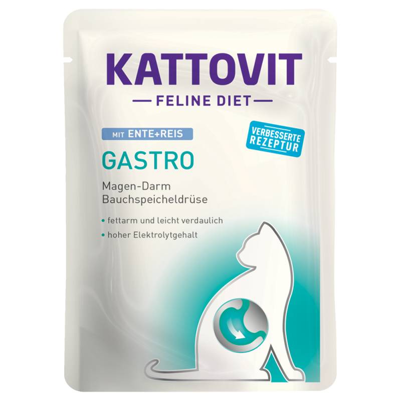 Kattovit Feline Gastro Pouch 24 x 85 g - Ente & Reis von Kattovit