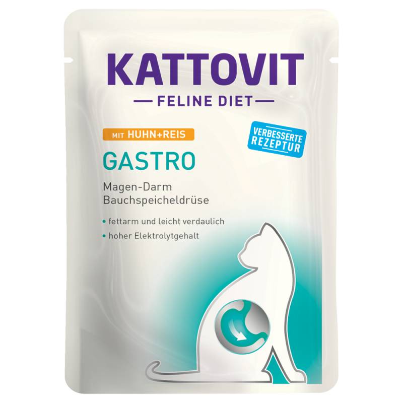 Kattovit Feline Gastro Pouch 24 x 85 g - Huhn & Reis von Kattovit