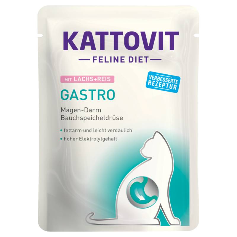 Kattovit Feline Gastro Pouch 24 x 85 g - Lachs & Reis von Kattovit