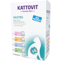 Kattovit Gastro Nassfutter Pouch 24 x 85 g - Mix (Lachs, Huhn, Pute, Ente) von Kattovit