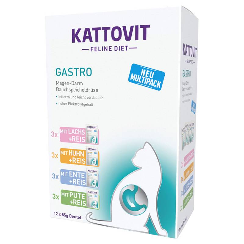 Kattovit Gastro Pouches 12 x 85 g - Mix - Mixpaket (4 Sorten) von Kattovit
