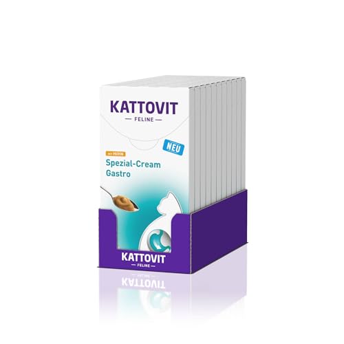 KATTOVIT - Gastro Spezial-Cream für Katzen | Katzen-Diätsnack zur Unterstützung des Magen-Darm-Systems für ausgewachsene Katzen | Snack für Katzen mit praktischer Portionierung | 11x6x15 ml von Kattovit