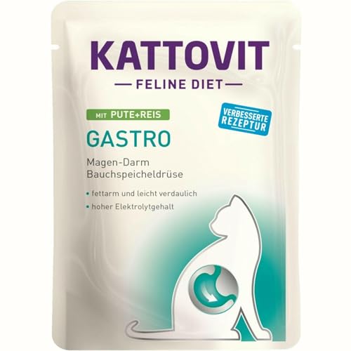 Kattovit Gastro mit Pute + Reis Nassfutter für Katzen bei Gastritis 12 x 85g von Kattovit