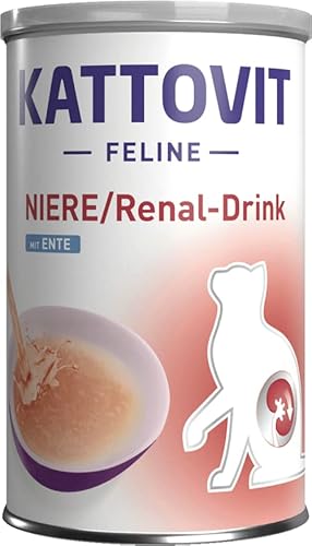 Kattovit Niere/Renal-Drink Ente | 1 x 135 ml | Ergänzungsfuttermittel für ausgewachsene Katzen | Feinste Fleischstückchen mit Ente | Zur Unterstützung der Nierenfunktion von Kattovit