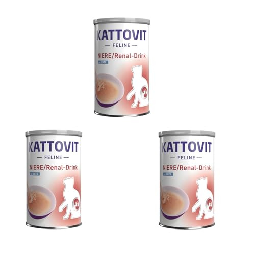 Kattovit Niere/Renal-Drink Ente | 3er Pack | 3 x 135 ml | Ergänzungsfuttermittel für ausgewachsene Katzen | Fleischstückchen mit Ente | Zur Unterstützung der Nierenfunktion Kattovit Niere/Renal-Drink Ente | 3er Pack | 3 x 135 ml | Ergänzungsfuttermittel für ausgewachsene Katzen | Fleischstückchen mit Ente | Zur Unterstützung der Nierenfunktion von Kattovit