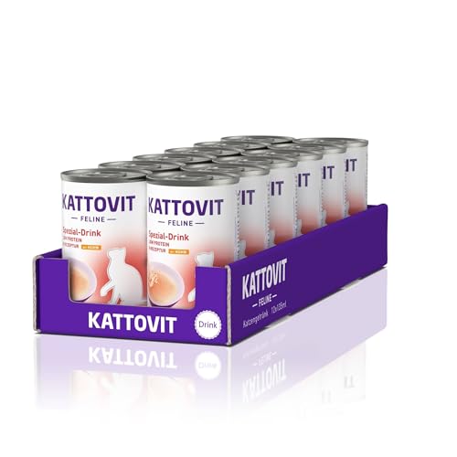 Kattovit - Niere/Renal Drink für Katzen | Katzen-Diätdrink zur Unterstützung der Nierenfunktion für ausgewachsene Katzen. Motiviert Katzen zur höheren Flüssigkeitsaufnahme | 12 x 135 ml Huhn von Kattovit