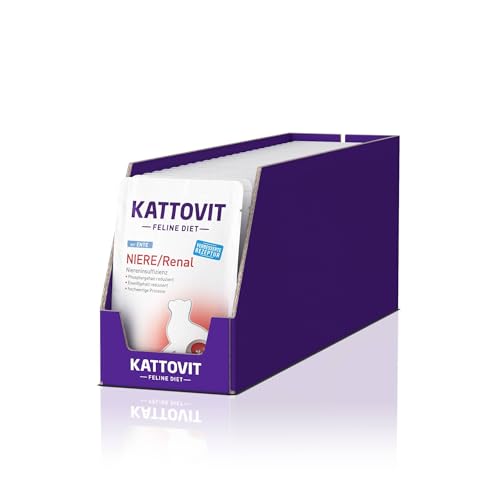 KATTOVIT - Niere/Renal Nassfutter für Katzen | Katzen-Nassfutter zur Unterstützung der Nierenfunktion für ausgewachsene Katzen. Diätfutter als Alleinfuttermittel im Frischebeutel | 24 x 85 g von Kattovit
