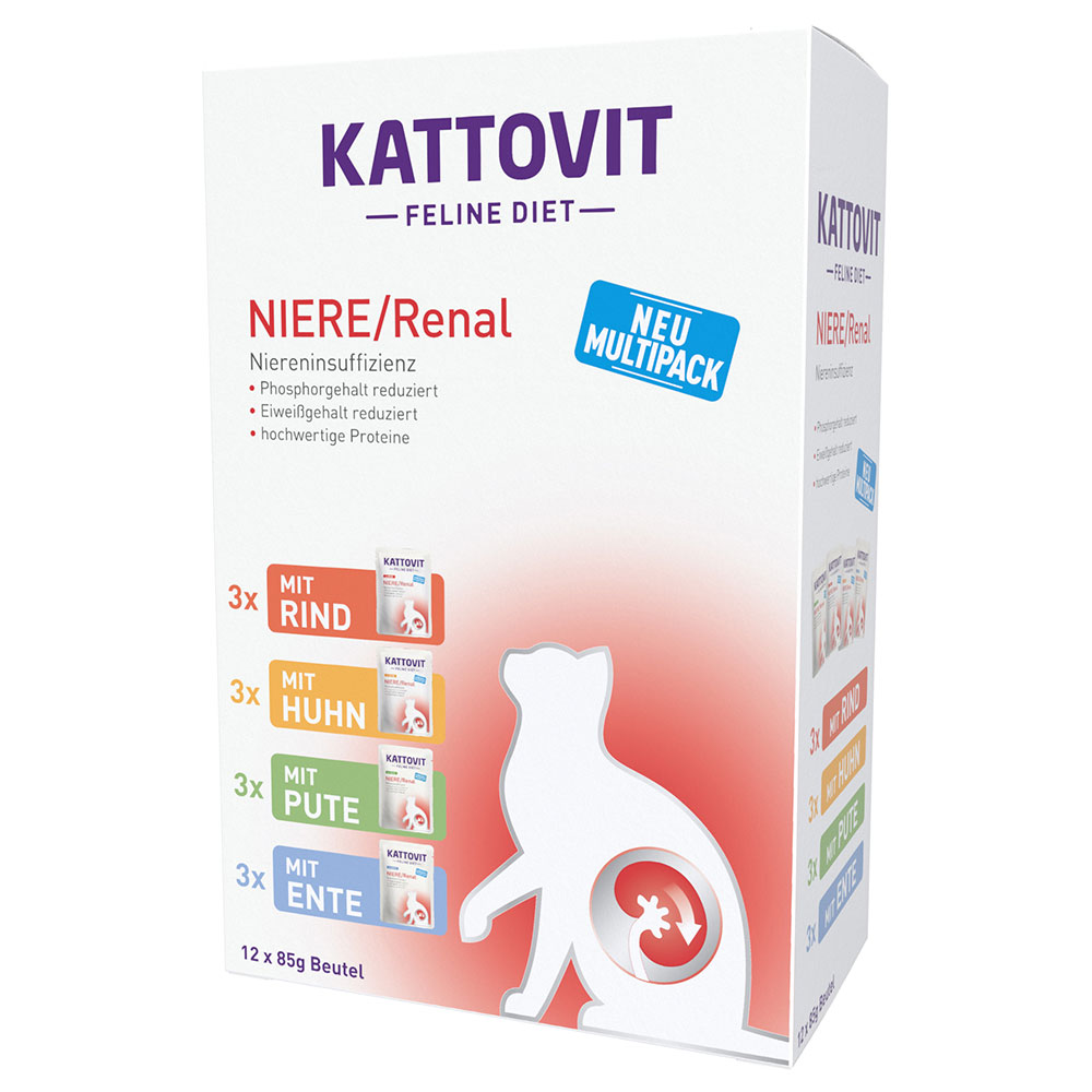 Kattovit Niere/Renal Pouch 12 x 85 g - Mix - Mixpaket (4 Sorten) von Kattovit