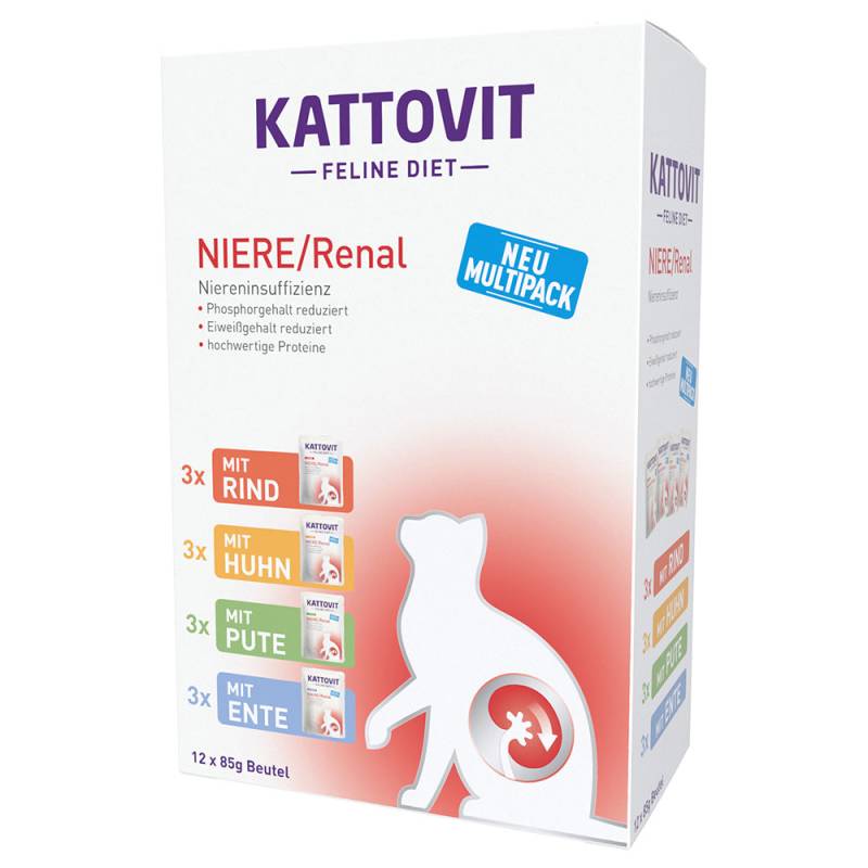 Kattovit Niere/Renal Pouch 12 x 85 g - Mix - Mixpaket (4 Sorten) von Kattovit