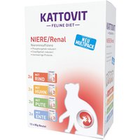 Kattovit Niere/Renal Pouch 24 x 85 g - Mix (Rind, Huhn, Pute, Ente) von Kattovit