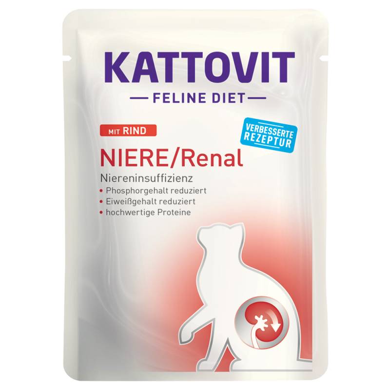 Kattovit Niere/Renal Pouches 24 x 85 g - Rind von Kattovit