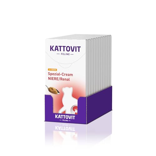 KATTOVIT - Niere/Renal Spezial-Cream für Katzen | Katzen-Diätsnack zur Unterstützung der Nierenfunktion für ausgewachsene Katzen. Snack für Katzen mit praktischer Portionierung | 11x6x15 g H von Kattovit