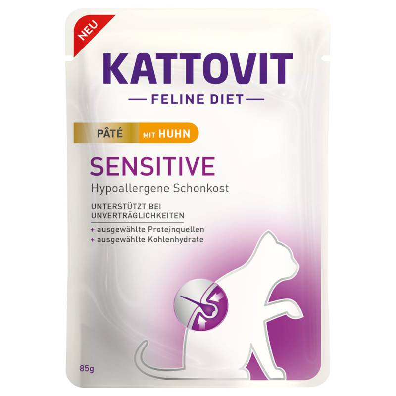 Kattovit Sensitive Paté 10 x 85 g - mit Huhn von Kattovit