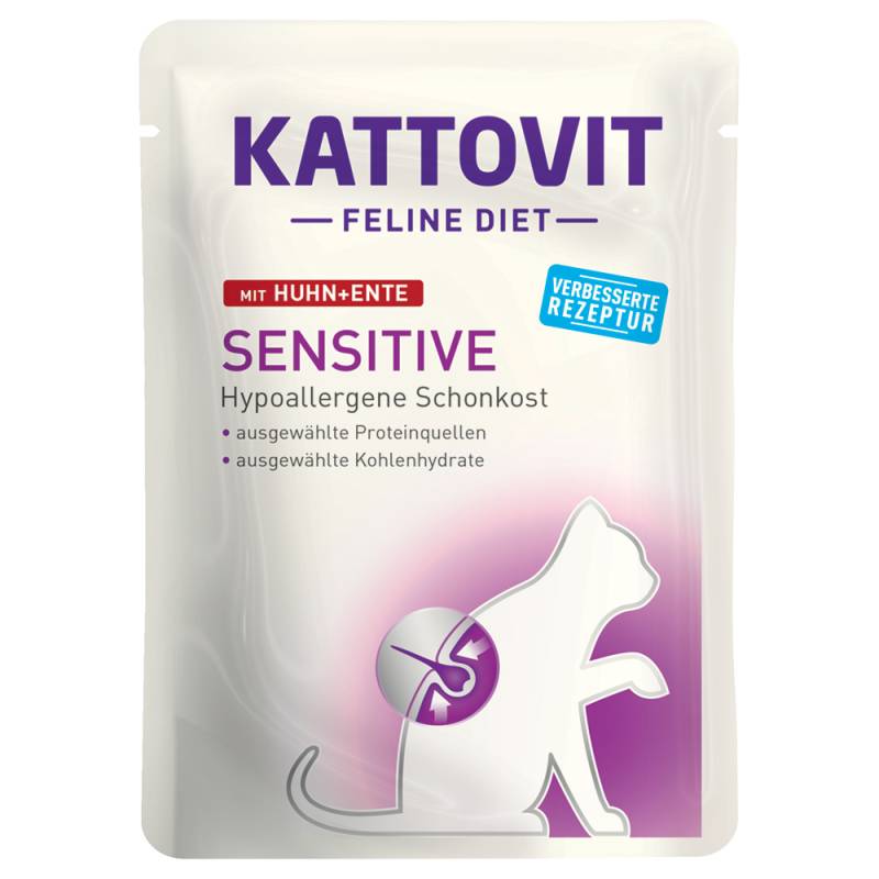 Kattovit Sensitive Pouches 24 x 85 g - Huhn & Ente von Kattovit