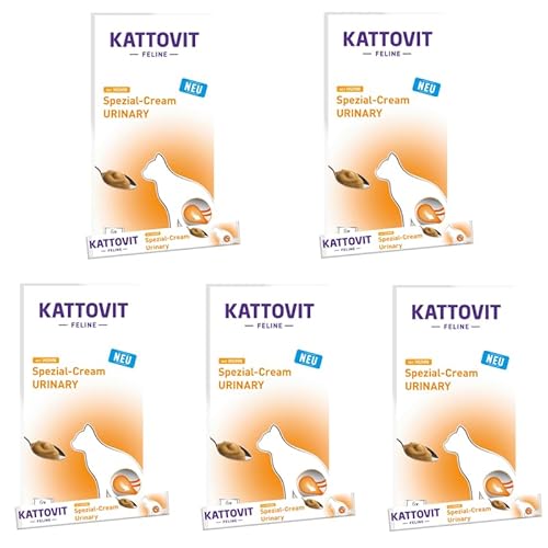 Kattovit Spezial-Creme Urinary mit Huhn | 5er Pack | 5 x 6 x 15 g | Ergänzungsfuttermittel für ausgewachsene Katzen | Ganz ohne Zucker und Farb- und Konservierungsstoffe von Kattovit