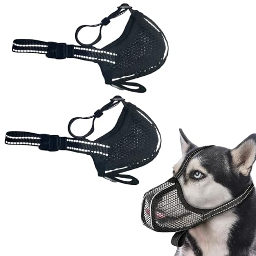Katyjun 2 Stück maulkorb für große Hunde, Atmungsaktiv Reflektierende maulkörbe für Hunde, Einstellbare giftköderschutz Hund Katyjun 2 Stück maulkorb für große Hunde, Atmungsaktiv Reflektierende maulkörbe für Hunde, Einstellbare giftköderschutz Hund von Katyjun