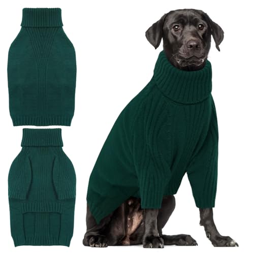 KATZINST Hundepullover Grosse Hunde, Weihnachten Pullover, Warm Rollkragen Strick, Hundebekleidung für Labrador Dobermannpinscher, Grün 2XL KATZINST Hundepullover Grosse Hunde, Weihnachten Pullover, Warm Rollkragen Strick, Hundebekleidung für Labrador Dobermannpinscher, Grün 2XL von Katzinst