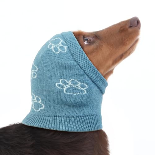 Katzinst Hunde Gehörschutz, Elastische Strick Ohrenpflege Hundemütze,Geräuschreduzierung, Angstlinderung und Beruhigung von Hundeohren, Hund Ohrenpflege,(Blau, S) von Katzinst