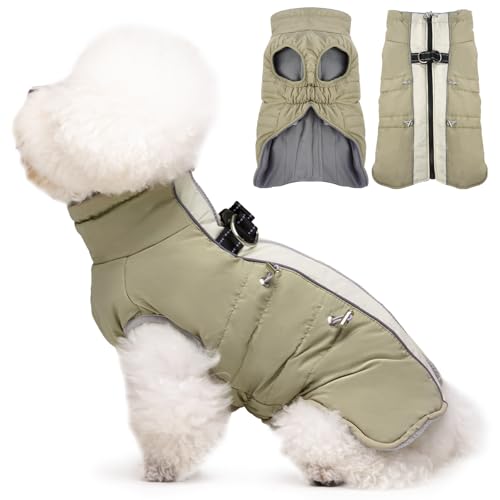 Katzinst Hunde Wintermantel, Ärmellose Wasserbeständig Hundejacke Reflektierend Hundejacke mit Bauchschutz Hundebekleidung Outfit Hundemantel für Mittelittelgroße Hunde, Französische Bulldogge, M von Katzinst
