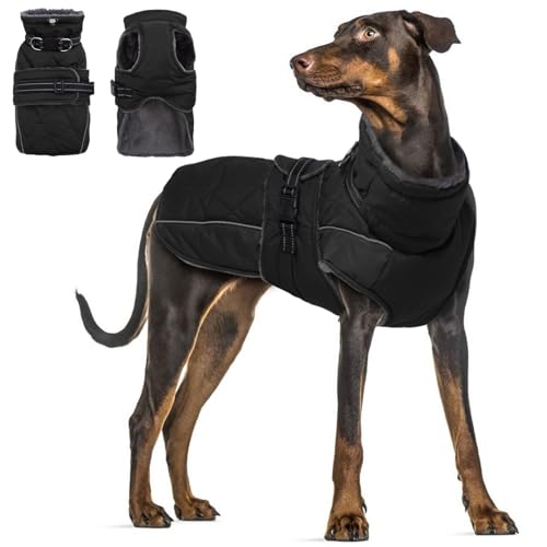 Katzinst Hundemantel, Hunde Wintermantel mit Reflektierenden Streifen, wasserdichte Hundemantel für Mittelgroße und Große Hunde, Warmer Mantel für Dobermann,Deutsche Dogge,Schwarz,3XL Katzinst Hundemantel, Hunde Wintermantel mit Reflektierenden Streifen, wasserdichte Hundemantel für Mittelgroße und Große Hunde, Warmer Mantel für Dobermann,Deutsche Dogge,Schwarz,3XL von Katzinst