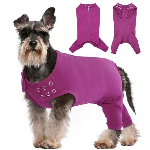 Katzinst Hundebody Nach Op, Hundebody Nach Op mit Reißverschluss Hinten für Hund Kastration Rüde Hündin，Anti-Wundlecken Hundeschenkel Schutz Bodysuit, Wundschutz, Op Body Hund,Lila,M von Katzinst