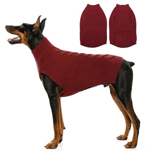 Katzinst Hundepullover,Hund Pullover für Große Hunde,Strickwaren Pullover Hund, Dickes Material Pullover Haustiermantel für Winter, Fleece Hund Pullover für Golden Retriever,Rot,3XL Katzinst Hundepullover,Hund Pullover für Große Hunde,Strickwaren Pullover Hund, Dickes Material Pullover Haustiermantel für Winter, Fleece Hund Pullover für Golden Retriever,Rot,3XL von Katzinst