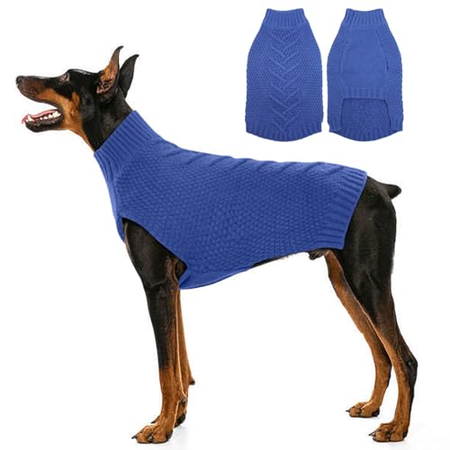 Katzinst Hundepullover,Hund Pullover für Große Hunde,Strickwaren Pullover Hund, Dickes Material Pullover Haustiermantel für Winter, Fleece Hund Pullover für Pitbull Labrador,Denim-Blau,2XL Katzinst Hundepullover,Hund Pullover für Große Hunde,Strickwaren Pullover Hund, Dickes Material Pullover Haustiermantel für Winter, Fleece Hund Pullover für Pitbull Labrador,Denim-Blau,2XL von Katzinst