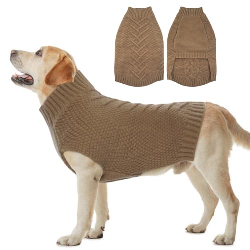 Katzinst Hundepullover,Hund Pullover für Große Hunde,Strickwaren Pullover Hund, Dickes Material Pullover Haustiermantel für Winter, Fleece Hund Pullover für Pitbull Labrador,Khaki,2XL Katzinst Hundepullover,Hund Pullover für Große Hunde,Strickwaren Pullover Hund, Dickes Material Pullover Haustiermantel für Winter, Fleece Hund Pullover für Pitbull Labrador,Khaki,2XL von Katzinst