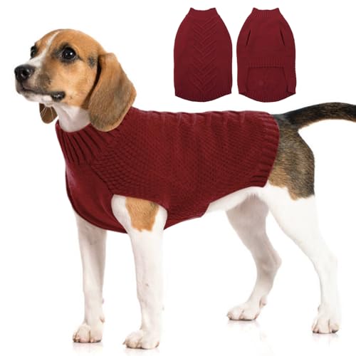 Katzinst Hundepullover,Hundepullover Mittelgroße Hunde,Strickwaren Pullover Hund, Dickes Material Pullover Haustiermantel für Winter, Fleece Hund Pullover für Beagle,Border Collie,Rot,XL Katzinst Hundepullover,Hundepullover Mittelgroße Hunde,Strickwaren Pullover Hund, Dickes Material Pullover Haustiermantel für Winter, Fleece Hund Pullover für Beagle,Border Collie,Rot,XL von Katzinst