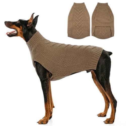 Katzinst Hundepullover für Große Hunde, Strickwaren Haustiermantel für Winter, Dickes Material Fleece für Golden Retriever, Khaki, 3XL Katzinst Hundepullover für Große Hunde, Strickwaren Haustiermantel für Winter, Dickes Material Fleece für Golden Retriever, Khaki, 3XL von Katzinst