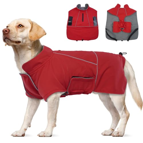 Katzinst Wasserdicht Hunderegenmantel für Große Hunde, Hundejacke Maschinen Waschbarer, Fleecefutter Hundejacke Reflektierender Streifen Dobermann Cheng Rot 3XL Katzinst Wasserdicht Hunderegenmantel für Große Hunde, Hundejacke Maschinen Waschbarer, Fleecefutter Hundejacke Reflektierender Streifen Dobermann Cheng Rot 3XL von Katzinst