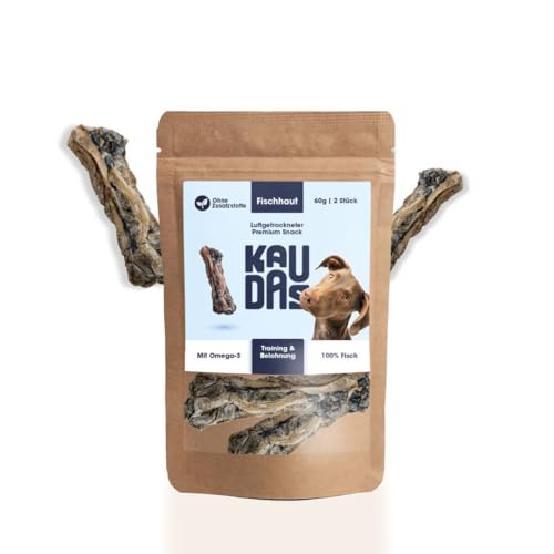KAUDAS Fischhaut Fit-Knusper Knochen – 3 x 60 g Kauknochen Hund aus 100% luftgetrockneter Kabeljau Fischhaut, Hundeleckerli zum Knabbern, reich an Omega-3, Vitamin E, Kollagen – ohne Zusatzstoffe  von Kaudas