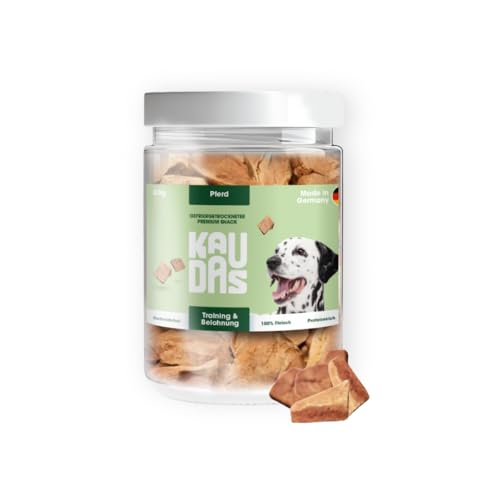 KAUDAS PferdPur Natursnack – 3 x 80 g gefriergetrocknetes Pferdefleisch Leckerli Hund mit hohem Proteingehalt, 100% natürlicher Hundesnack 400g Rohgewicht – ohne Zucker, Getreide & Zusatzstoffe KAUDAS PferdPur Natursnack – 3 x 80 g gefriergetrocknetes Pferdefleisch Leckerli Hund mit hohem Proteingehalt, 100% natürlicher Hundesnack 400g Rohgewicht – ohne Zucker, Getreide & Zusatzstoffe von Kaudas