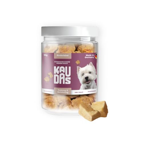 KAUDAS RinderleberPur Natursnack – 3 x 90 g gefriergetrocknetes Rinderleber Leckerli Hund mit hohem Proteingehalt, 100% natürlicher Hundesnack 450g Rohgewicht – ohne Zucker, Getreide & Zusatzstoffe KAUDAS RinderleberPur Natursnack – 3 x 90 g gefriergetrocknetes Rinderleber Leckerli Hund mit hohem Proteingehalt, 100% natürlicher Hundesnack 450g Rohgewicht – ohne Zucker, Getreide & Zusatzstoffe von Kaudas