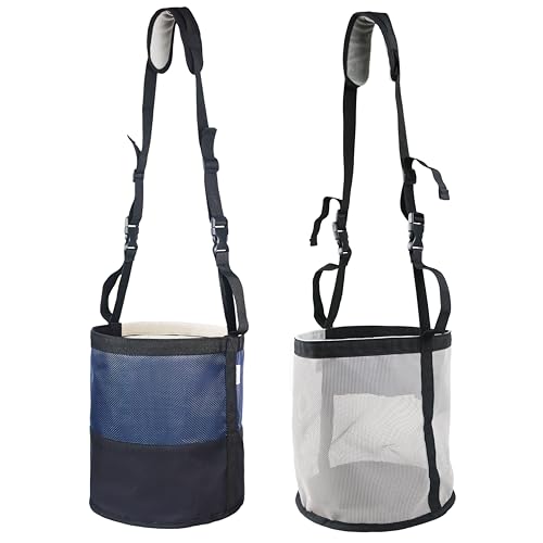 Kaulhp Robuste Futterbeutel für Pferde, mit verstellbarem Gurt, Komfort-Nacken- und Nasenpads und doppeltem wasserdichtem Netzgewebe (2er-Pack) (Blau + Hellgrau) von Kaulhp