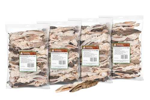 Kaureks Natur Hundeleckerlies 2 Kg Kaninchenohren mit Fell (4x500g) ca 150 STK. Hasenohren, fettarm, Kauartikel, Kausnack von Kaureks Natur Hundeleckerlies