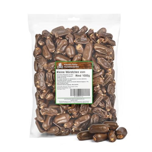Kaureks Natur, Würstchen vom Rind 1000g, Deutsche Herstellung, für Hunde, kleine Würstchen für Hunde, Rinderfleisch, Kausnack, Hundefutter, Kauartikel, Hundeleckerlies von Kaureks Natur Hundeleckerlies