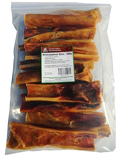 Kaureks Natur Hundeleckerlies, Rinderkopfhaut Premium 1000g ca. 20 cm Kopfhaut mit Fleischstücken für Hunde, wie Rinderknochen von Kaureks Natur Hundeleckerlies